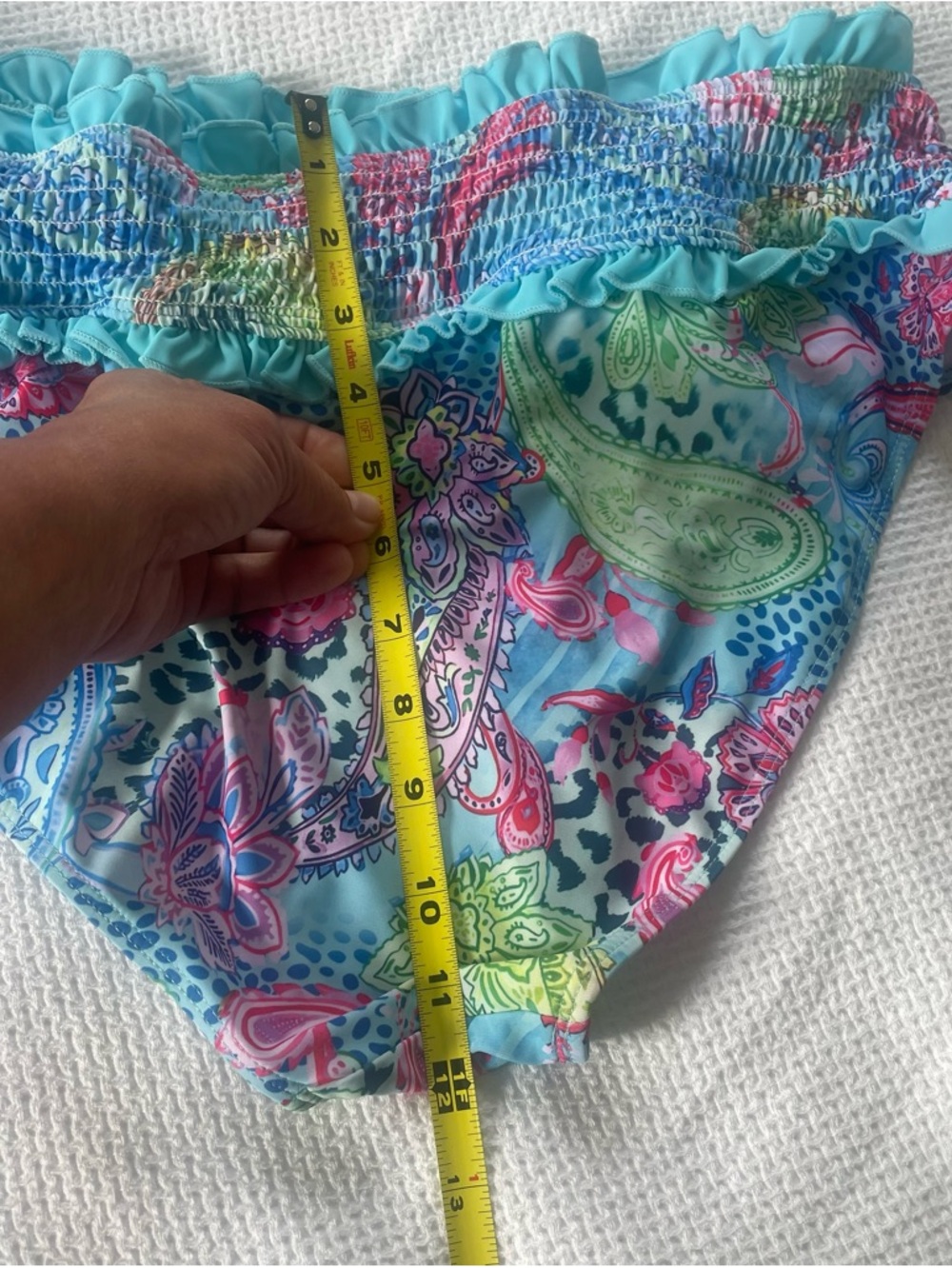 Women’s Aqua Smocked Tankini Top and Bottom $25 XXL Fits like 16 - 18. - Picture 7 of 9